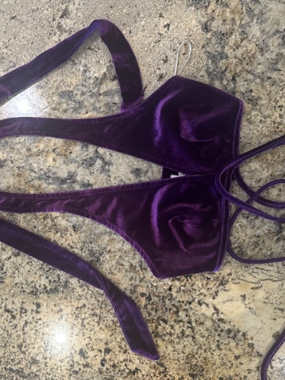 Princess Polly Velvet Wrap Crop Top - Deep Purple